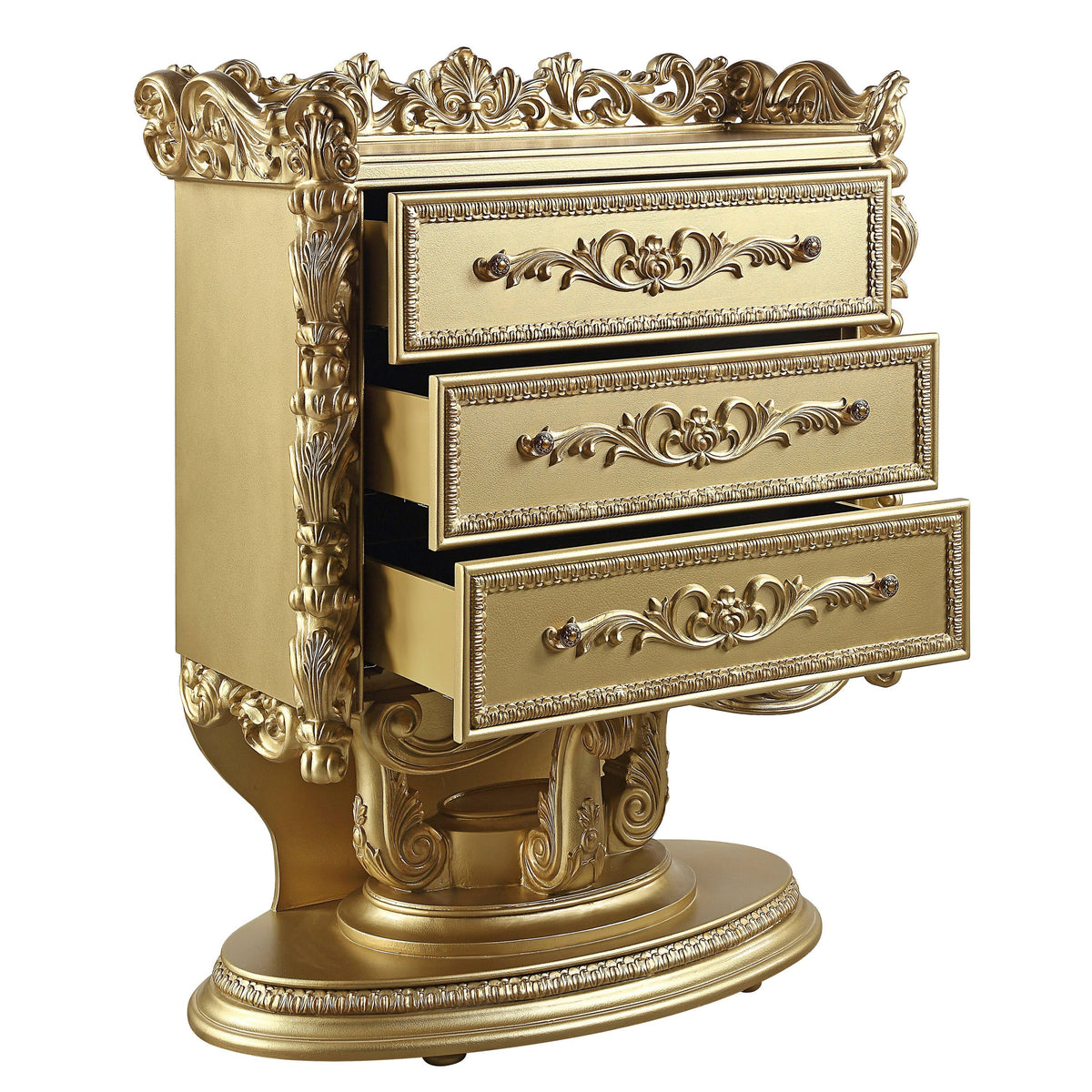 ACME FURNITURE Gold Finish 3-Drawer Accent Chest