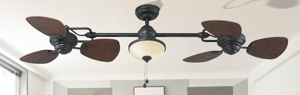 Harbor Breeze Twin Breeze II 74-in Oil Rubbed Bronze LED Indoor/Outdoor Ceiling Fan with Light (6-Blade)