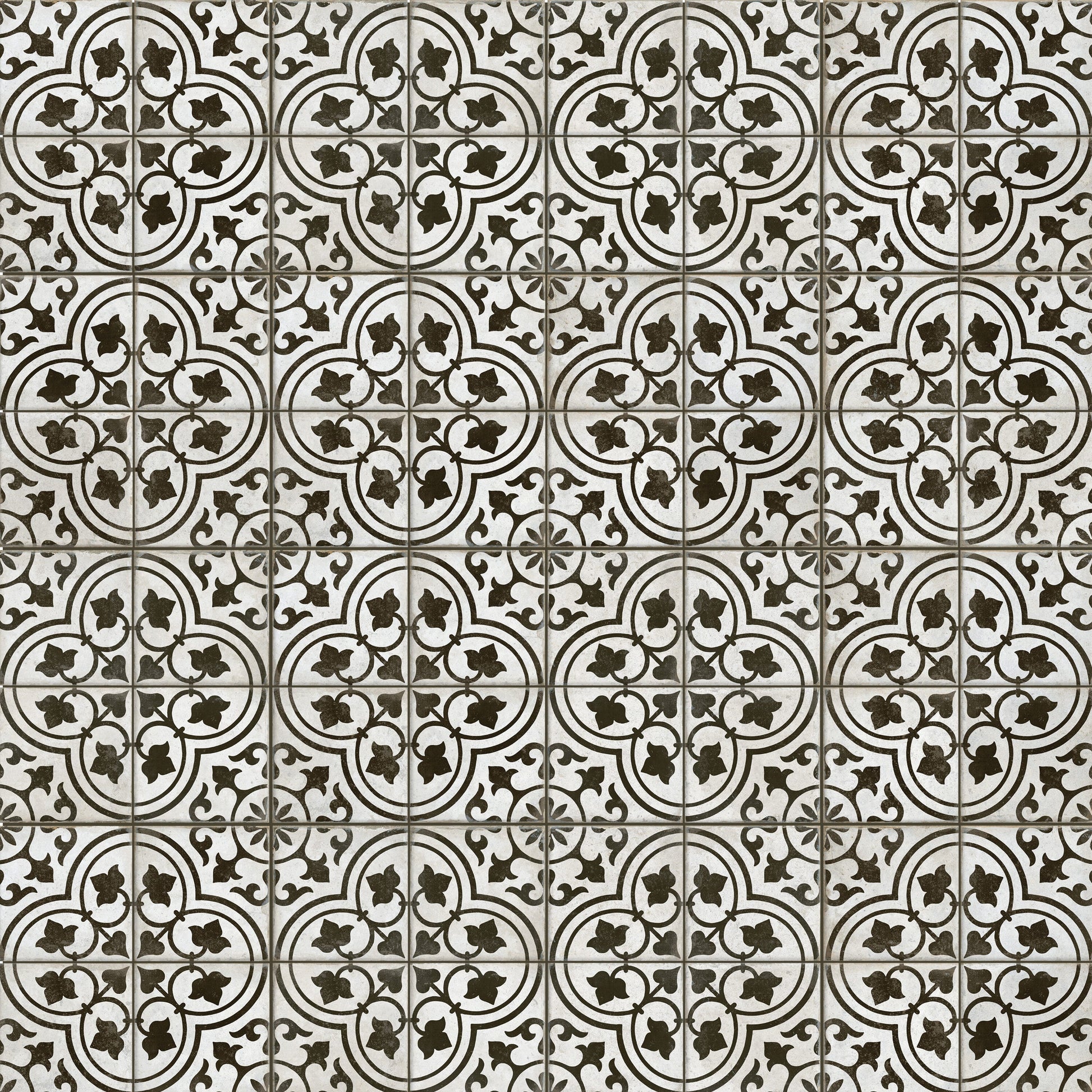 Affinity Tile Kings Ornate Nero 18-in x 18-in Matte Ceramic Encaustic Floor and Wall Tile product image