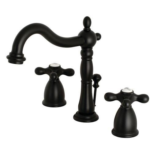 Kingston Brass Georgian Matte Black 2-handle Widespread Bathroom Sink Faucet with Drain