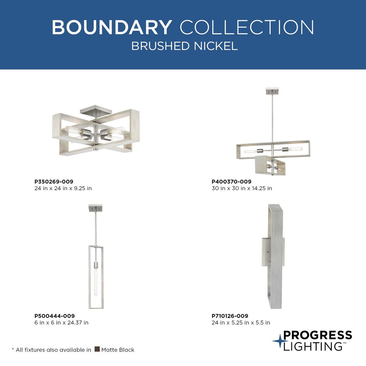Progress Lighting Boundary 4-Light Brushed Nickel Modern/Contemporary Chandelier