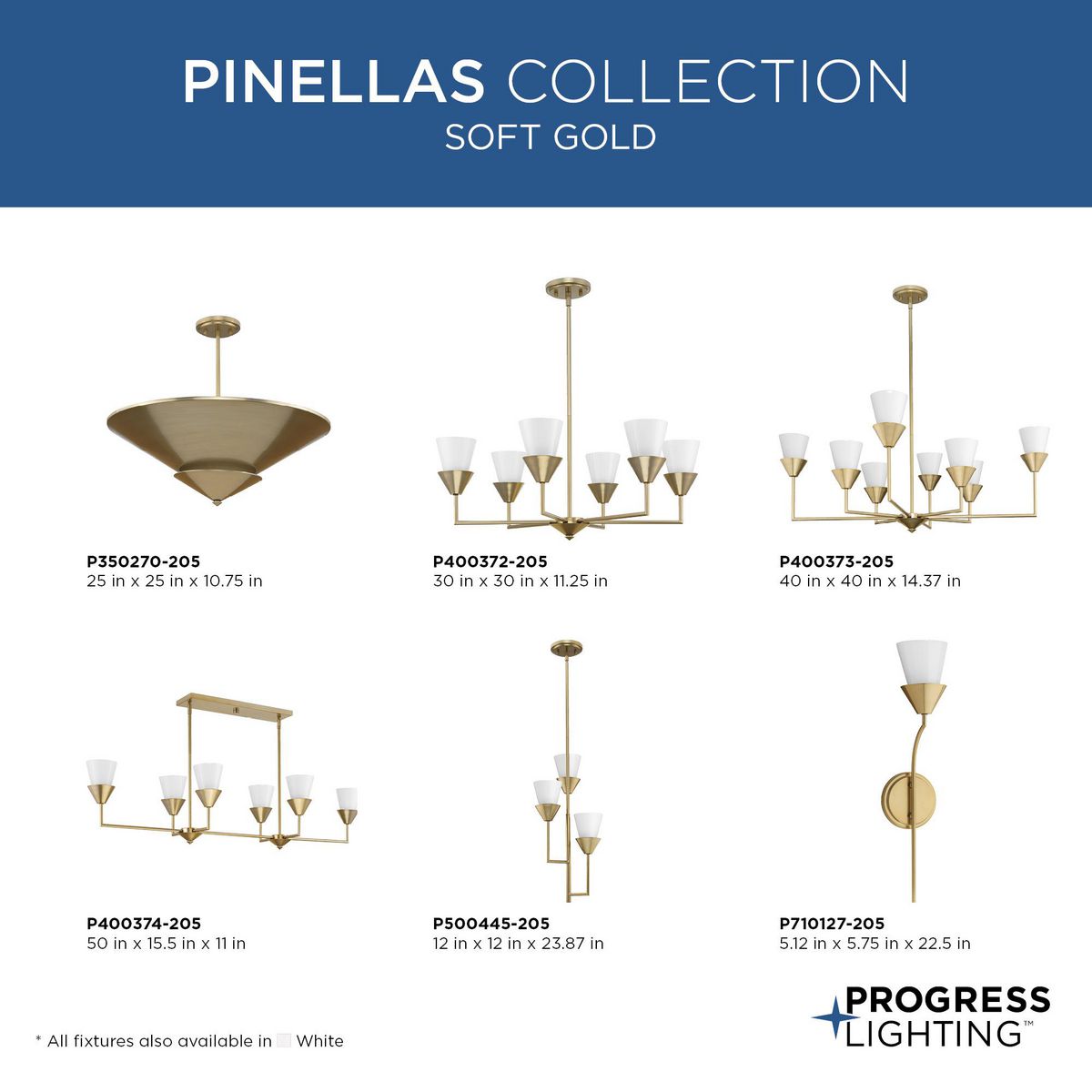 Progress Lighting Pinellas 6-Light White Modern/Contemporary Chandelier