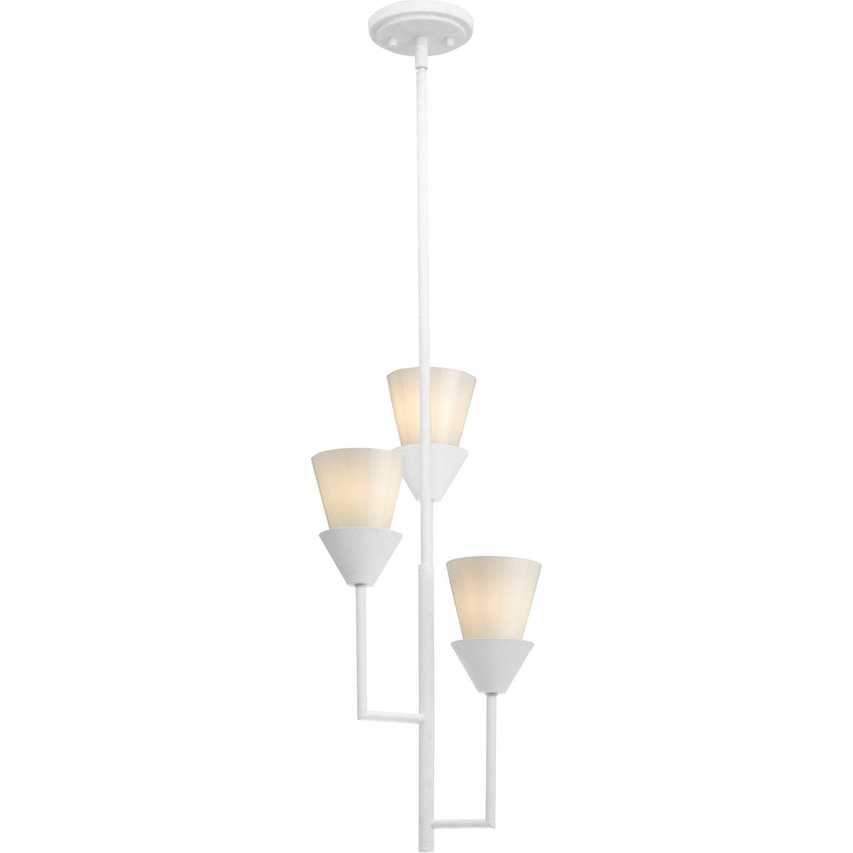 Progress Lighting Pinellas 3-Light White Plaster Modern/Contemporary Opal Glass Tiered Medium Hanging Pendant Light