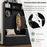 SINOFURN Modern 59-in Black Wood Hall Tree