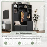 SINOFURN Modern 59-in Black Wood Hall Tree