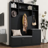 SINOFURN Modern 59-in Black Wood Hall Tree