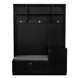 SINOFURN Modern 59-in Black Wood Hall Tree