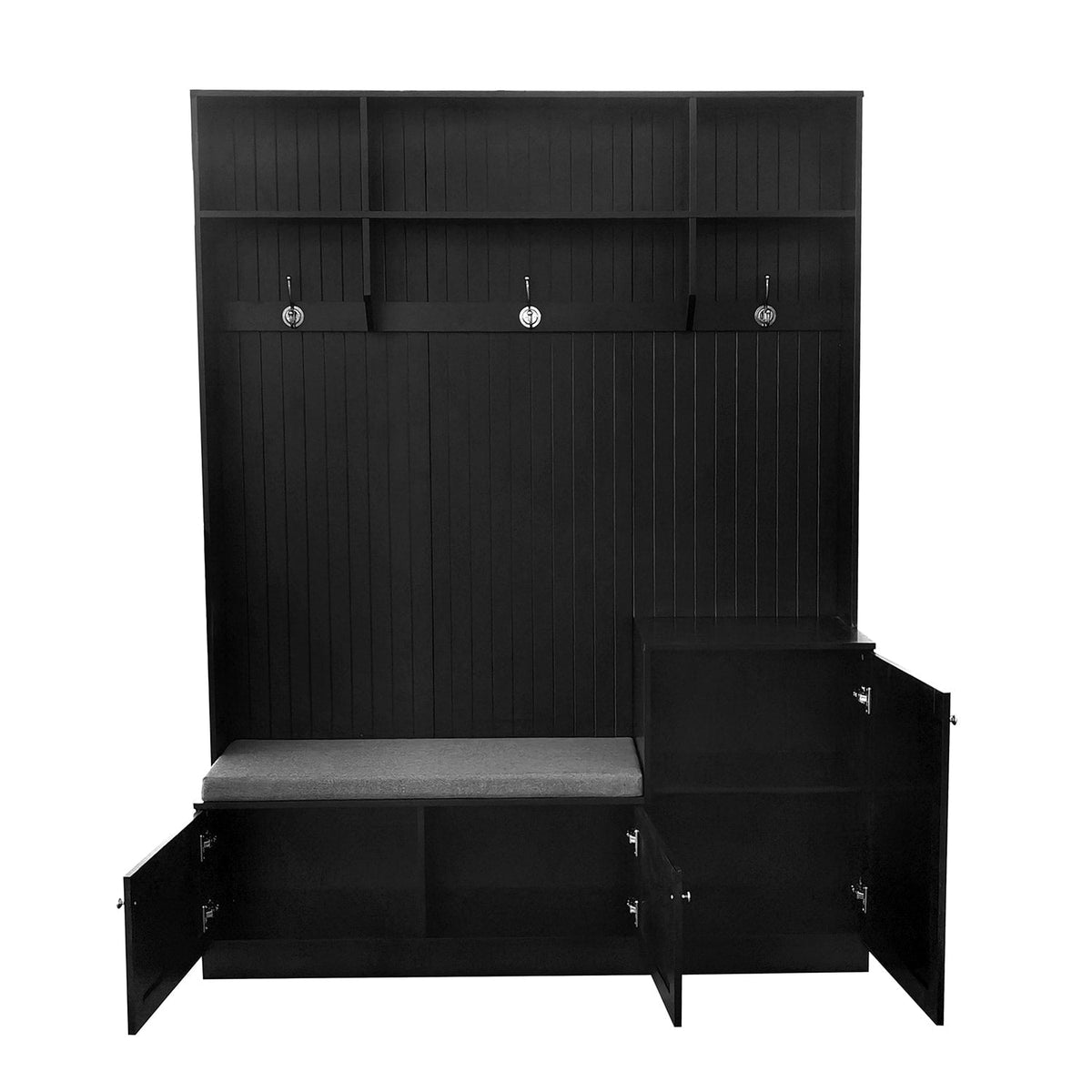 SINOFURN Modern 59-in Black Wood Hall Tree