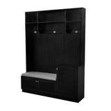 SINOFURN Modern 59-in Black Wood Hall Tree
