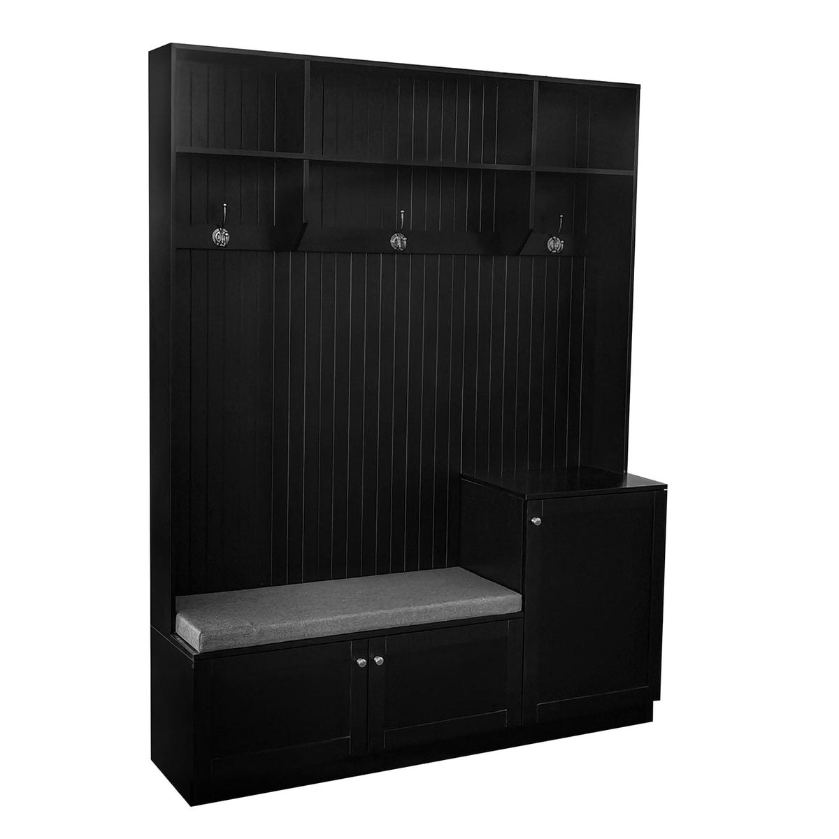 SINOFURN Modern 59-in Black Wood Hall Tree