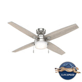 Hunter Crossfield LED 54-in Brushed Nickel Indoor Ceiling Fan with Light Kit, 4-Blade