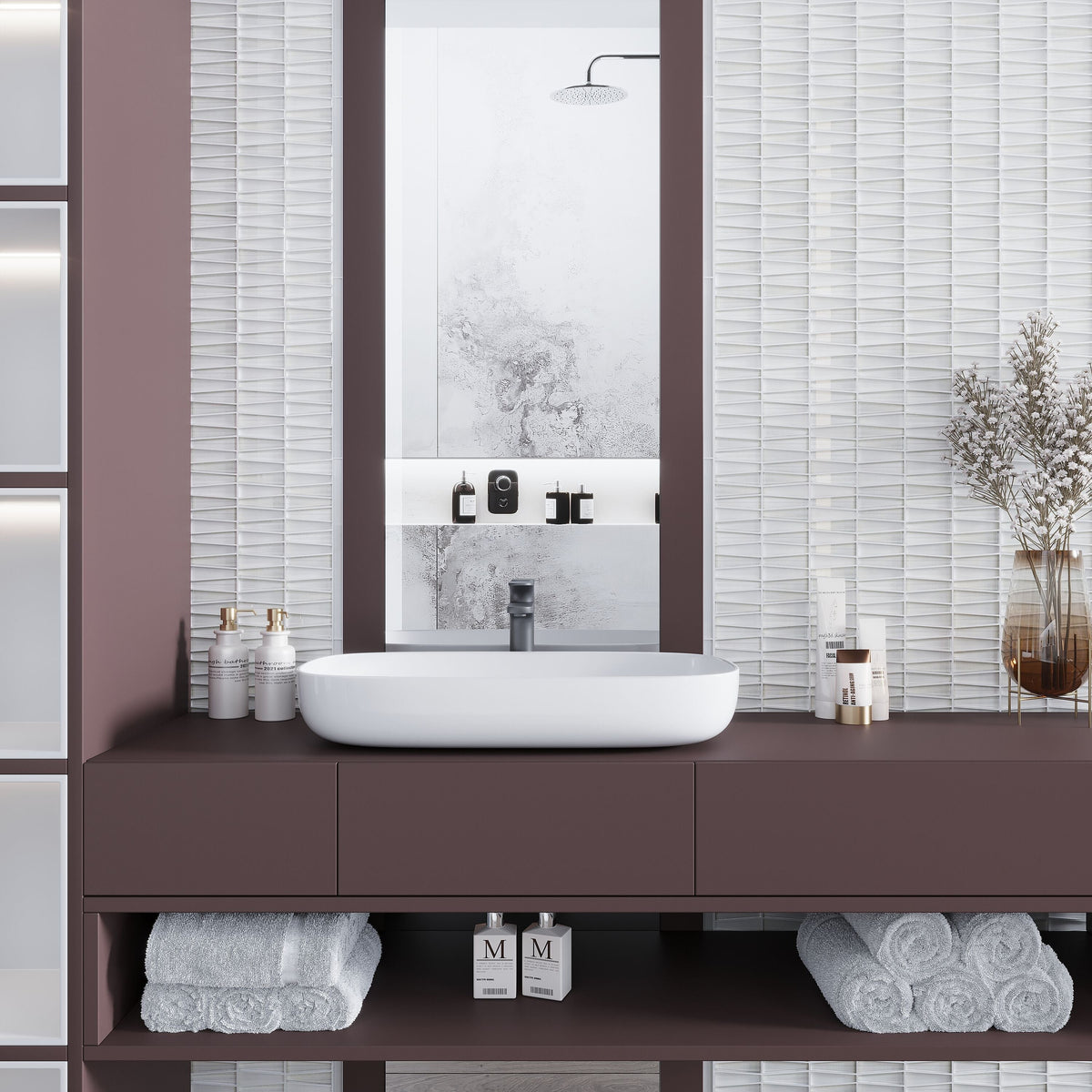 Apollo Tile Glacier Pearl White 12-in x 13-in Polished Glass Linear Floor and Wall Tile (5.38-sq. ft/ Carton)