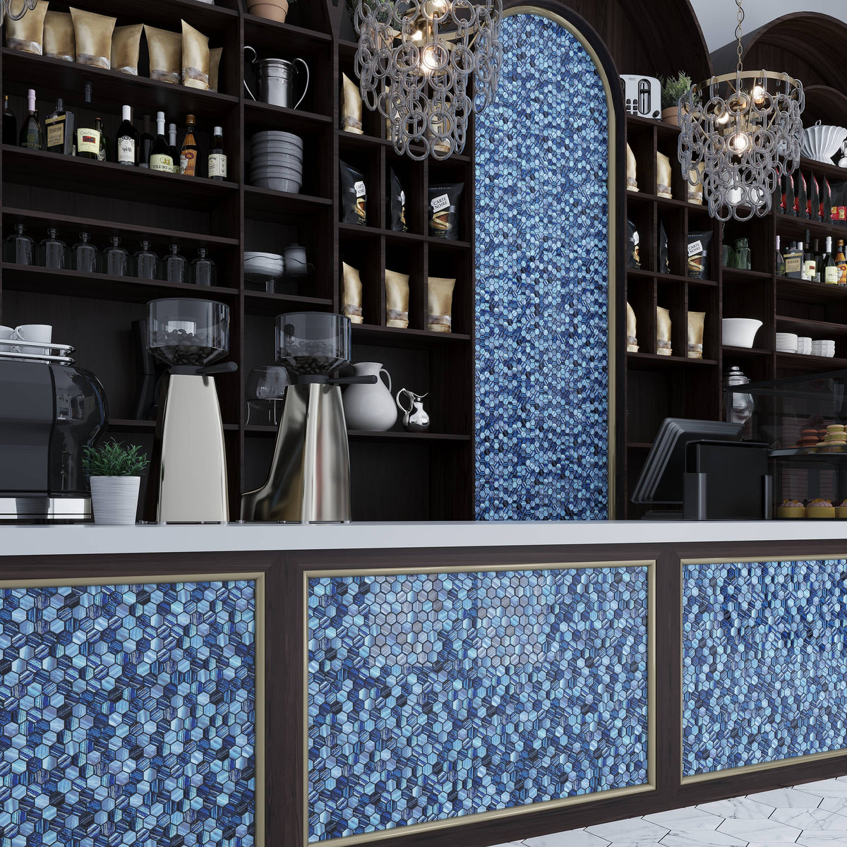 Apollo Tile Nirvana Blue 12-in x 12-in Multi-finish Glass Hexagon Patterned Floor and Wall Tile (4.43-sq. ft/ Carton)