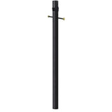 7 ft. Black Outdoor Lamp Post, Traditional In Ground Light Pole with Cross Arm and Grounded Convenience Outlet