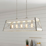 Progress Lighting Bradberry 5-Light Antique White with Galvanized Accents Linear Chandelier, 33.62-in