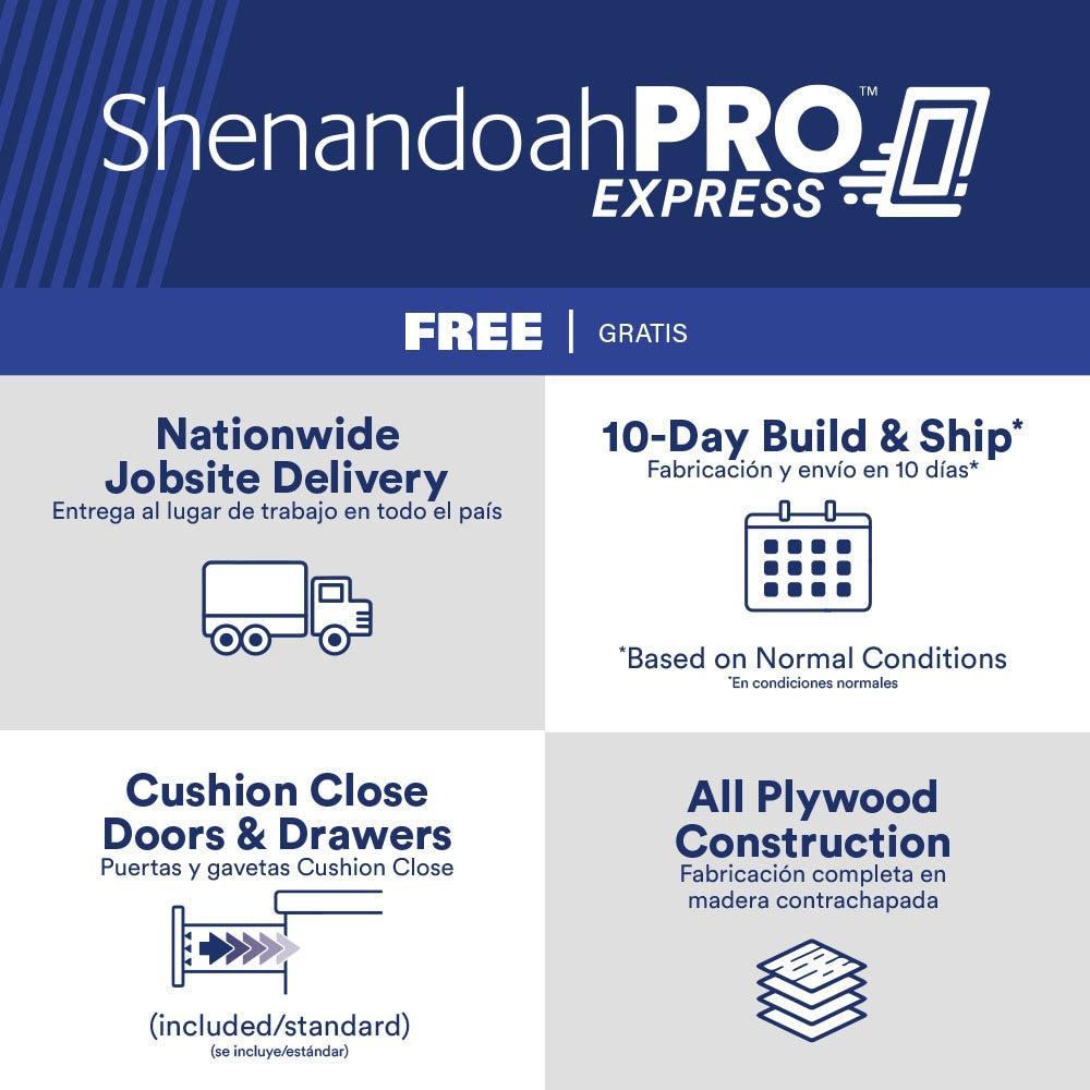 Shenandoah PRO Express Breckenridge 18-in W x 34.5-in H x 24-in D Linen Full Overlay 1-Drawer Base Fully Assembled Plywood Cabinet (Recessed Panel Shaker Style)