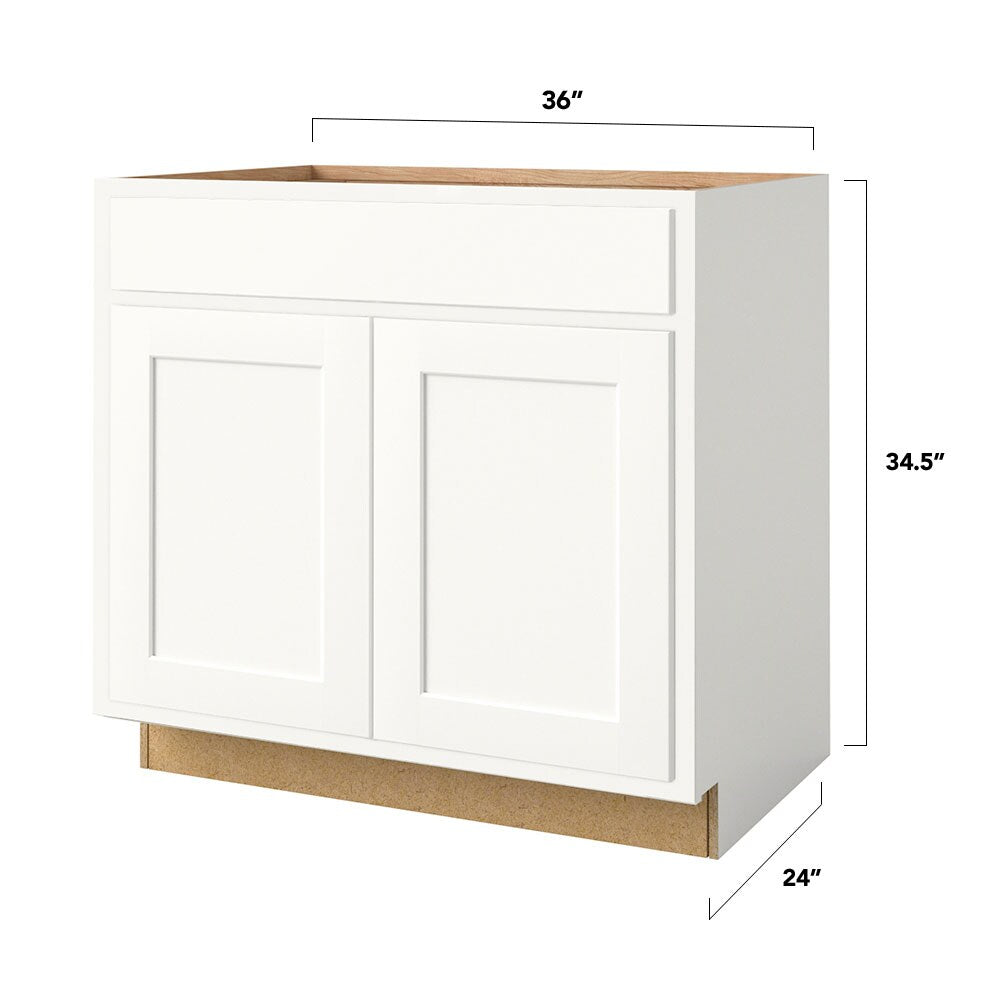 Shenandoah PRO Express Breckenridge 36-in W x 34.5-in H x 24-in D Linen Partial Overlay 1-Drawer Base Fully Assembled Plywood Cabinet (Recessed Panel Shaker Style)
