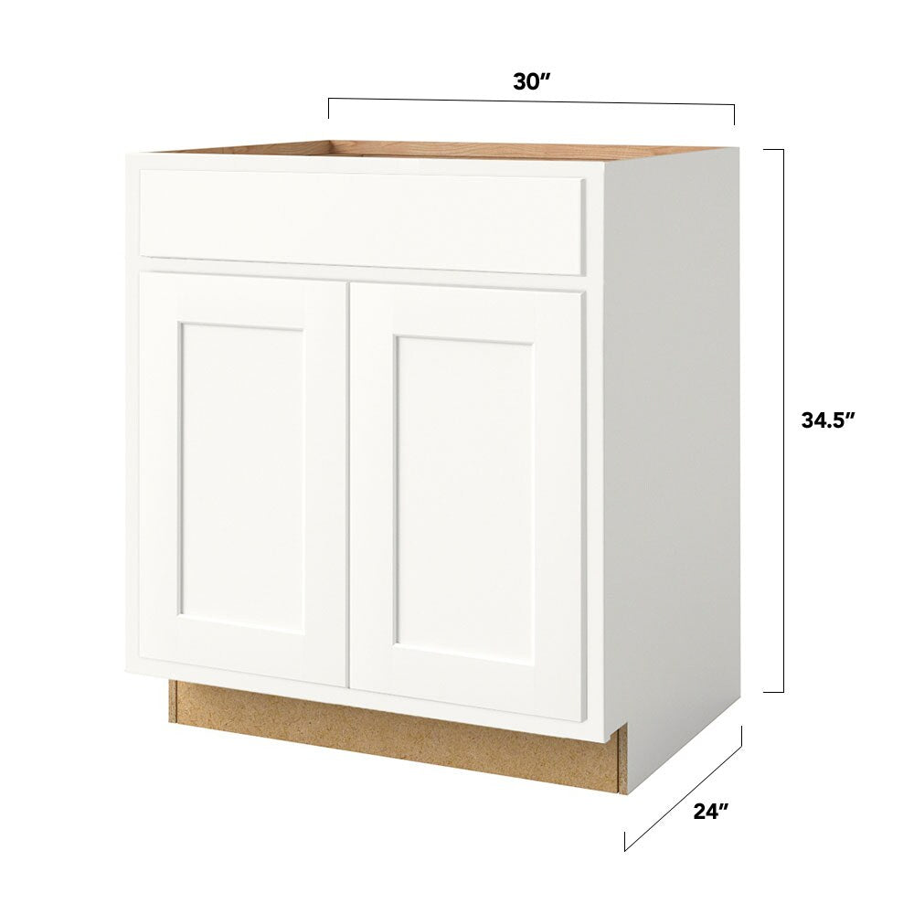 Shenandoah PRO Express Breckenridge 30-in W x 34.5-in H x 24-in D Linen Partial Overlay 1-Drawer Base Fully Assembled Plywood Cabinet (Recessed Panel Shaker Style)
