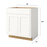 Shenandoah PRO Express Breckenridge 30-in W x 34.5-in H x 24-in D Linen Partial Overlay 1-Drawer Base Fully Assembled Plywood Cabinet (Recessed Panel Shaker Style)