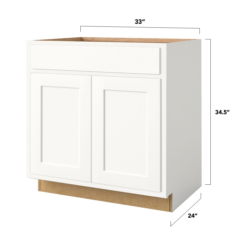 Shenandoah PRO Express Breckenridge 33-in W x 34.5-in H x 24-in D Linen Partial Overlay Sink Base Fully Assembled Plywood Cabinet (Recessed Panel Shaker Style)