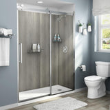 Passage 32 in. x 60 in. x 72 in. 4-Piece Glue-Up Alcove Shower Wall in Pewter Travertine - Super Arbor