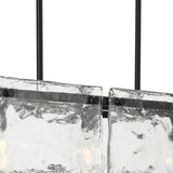Progress Lighting Rivera 5-Light Matte Black Craftsman Textured Glass Linear Large Hanging Kitchen Island Light