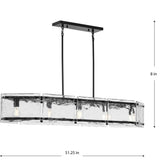 Progress Lighting Rivera 5-Light Matte Black Craftsman Textured Glass Linear Large Hanging Kitchen Island Light
