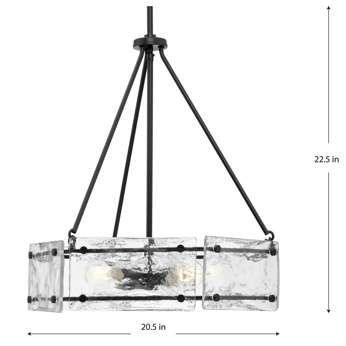 Progress Lighting Rivera 4-Light Matte Black Craftsman Chandelier
