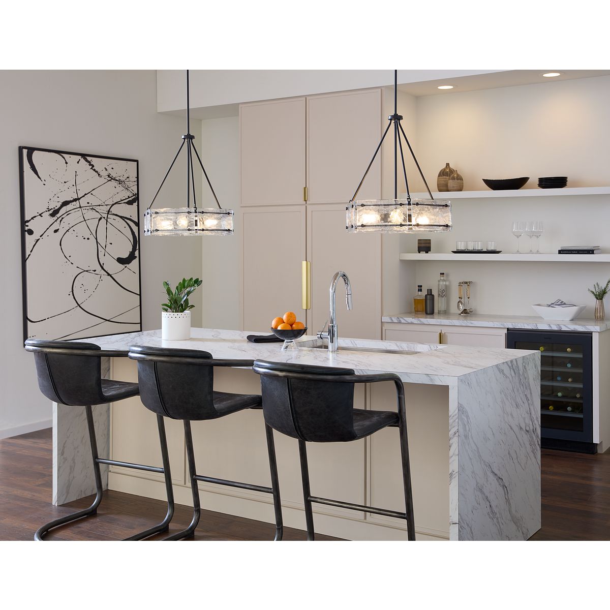 Progress Lighting Rivera 4-Light Matte Black Craftsman Chandelier