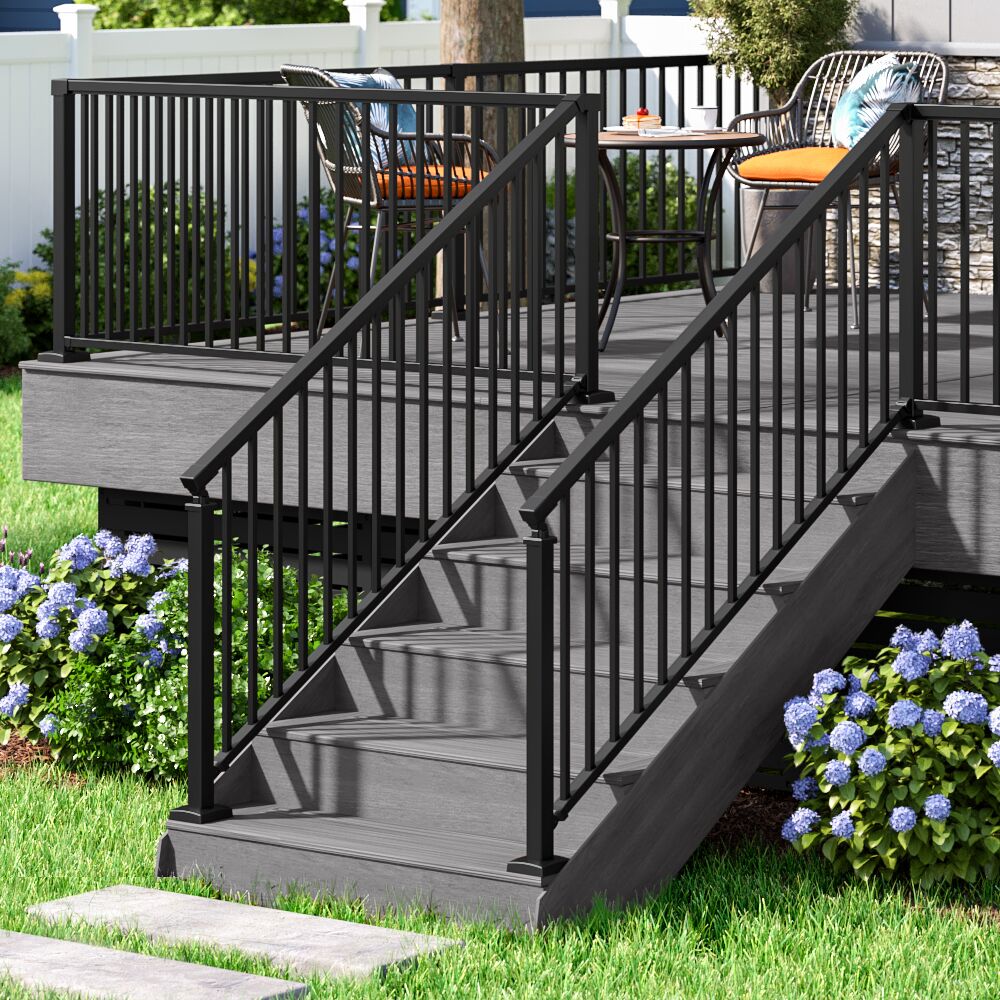Freedom Margate Stair 2-in x 2-in x 3-ft Matte Black Aluminum Deck Post
