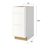 Shenandoah PRO Express Breckenridge 15-in W x 34.5-in H x 24-in D Linen Partial Overlay Maple 3-Drawer Base Fully Assembled Plywood Cabinet (Recessed Panel Style)