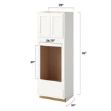 Shenandoah PRO Express Breckenridge 33-in W x 96-in H x 24-in D Linen Partial Overlay 1-Drawer Double Oven Base Fully Assembled Plywood Cabinet (Recessed Panel Shaker Style)