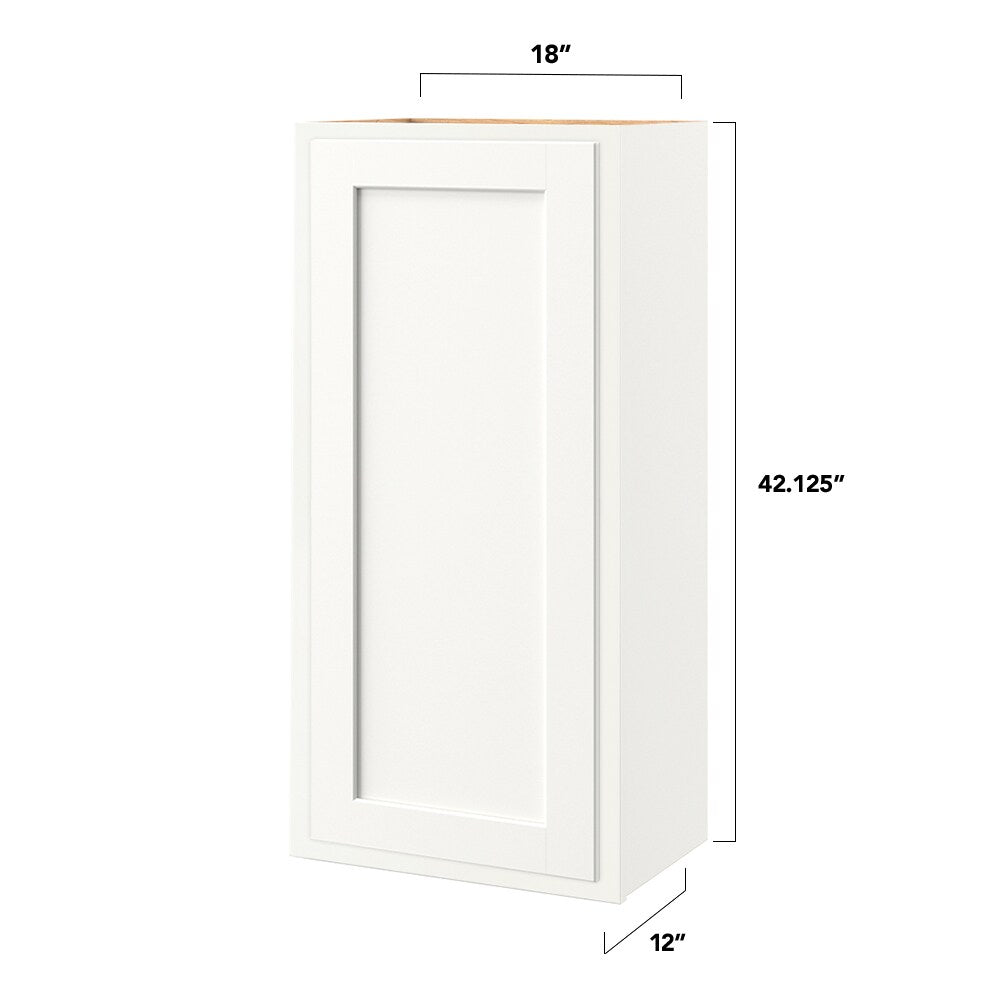 Shenandoah PRO Express Breckenridge 18-in W x 42.125-in H x 12-in D Linen Partial Overlay Maple Wall Fully Assembled Plywood Cabinet (Recessed Panel Shaker Door Style)