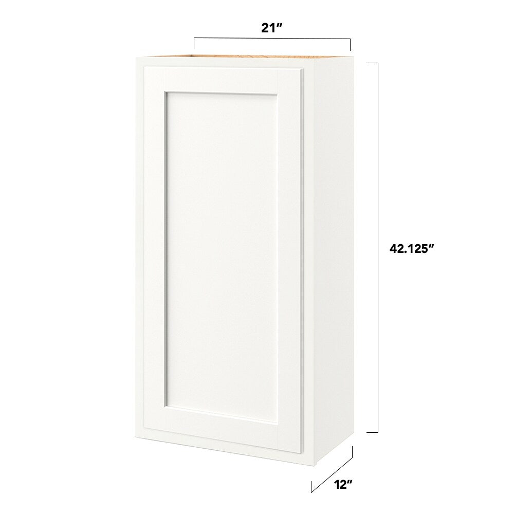 Shenandoah PRO Express Breckenridge 21-in W x 42.125-in H x 12-in D Linen Partial Overlay Wall Fully Assembled Plywood Cabinet (Recessed Panel Shaker Door Style)