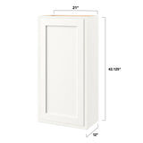 Shenandoah PRO Express Breckenridge 21-in W x 42.125-in H x 12-in D Linen Partial Overlay Wall Fully Assembled Plywood Cabinet (Recessed Panel Shaker Door Style)