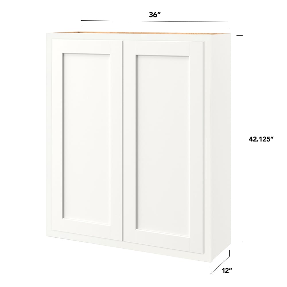Shenandoah PRO Express Breckenridge 36-in W x 42.125-in H x 12-in D Linen Partial Overlay Wall Fully Assembled Plywood Cabinet (Recessed Panel Shaker Door Style)