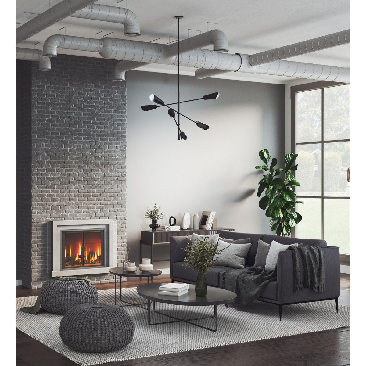 Progress Lighting Cornett 6-Light Matte Black Modern/Contemporary Led Chandelier