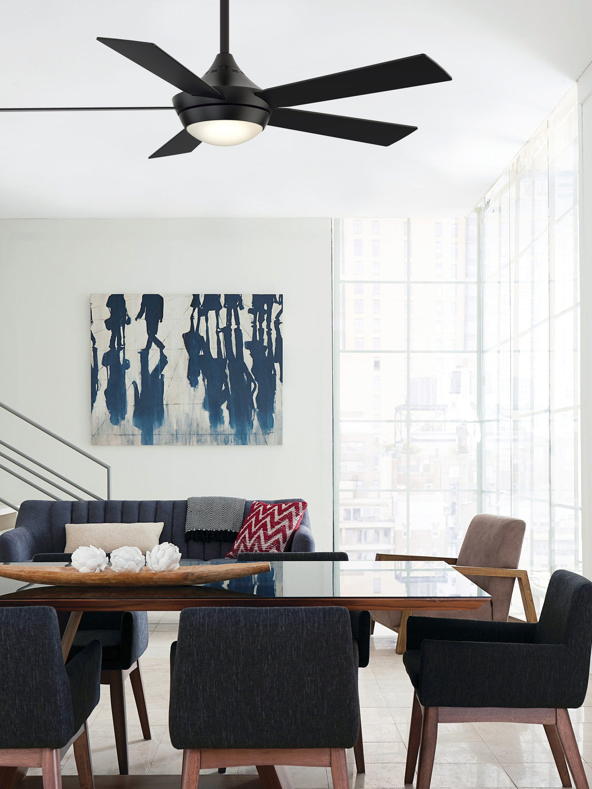 Fanimation Studio Collection AireDrop WiFi 52-in Black LED Indoor Smart Ceiling Fan with Remote (5-Blade)