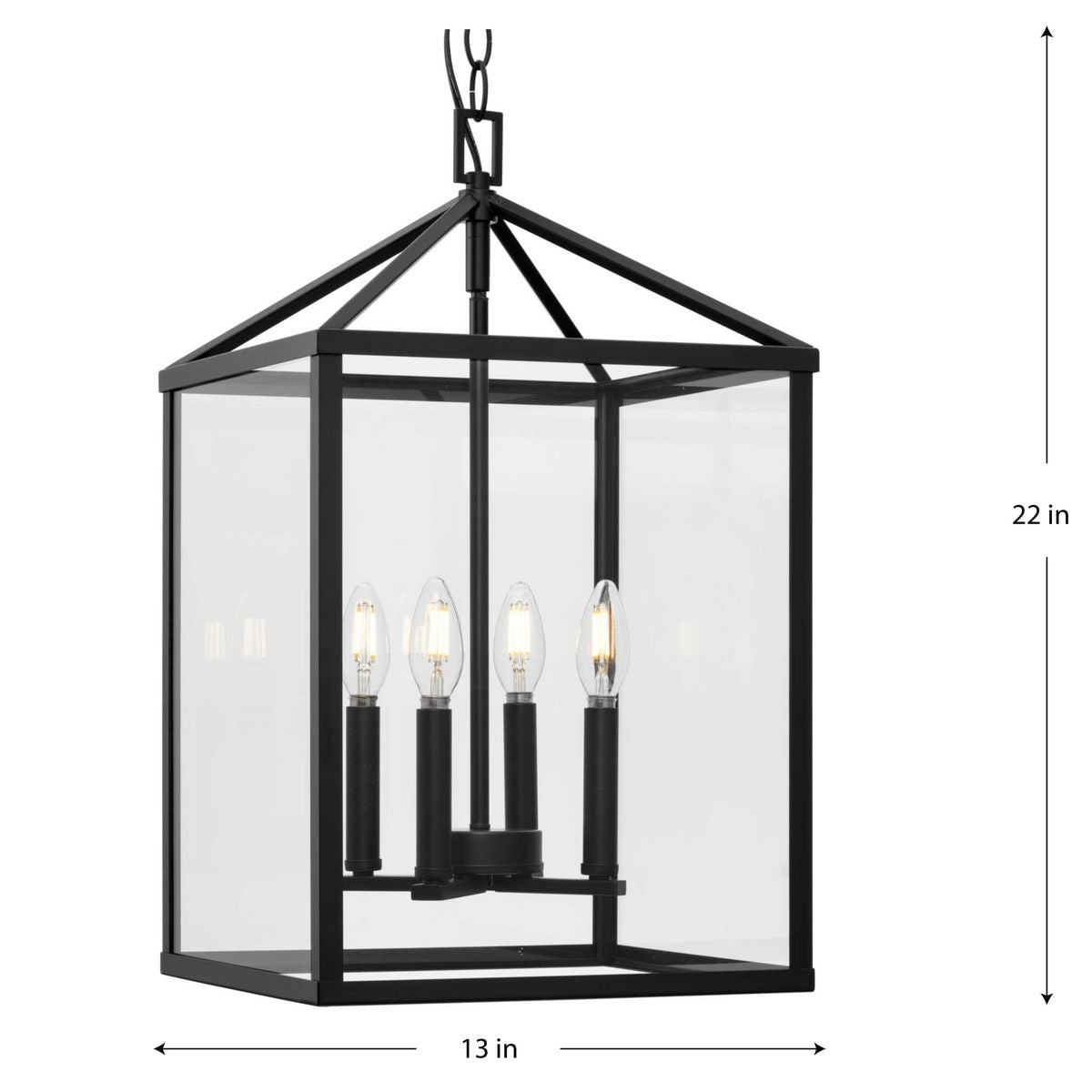 Progress Lighting Hillcrest 4-Light Matte Black Transitional Chandelier