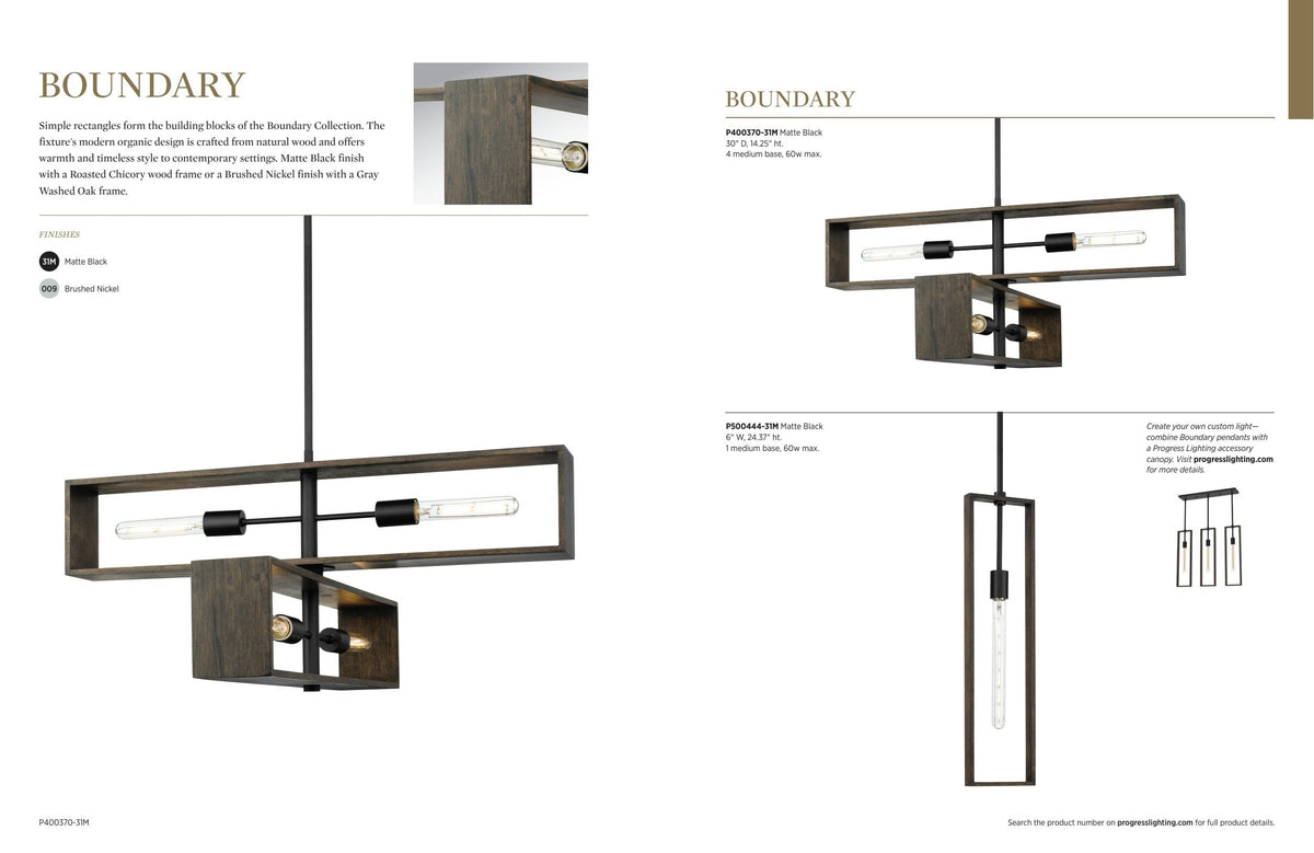 Progress Lighting Boundary 4-Light Brushed Nickel Modern/Contemporary Chandelier