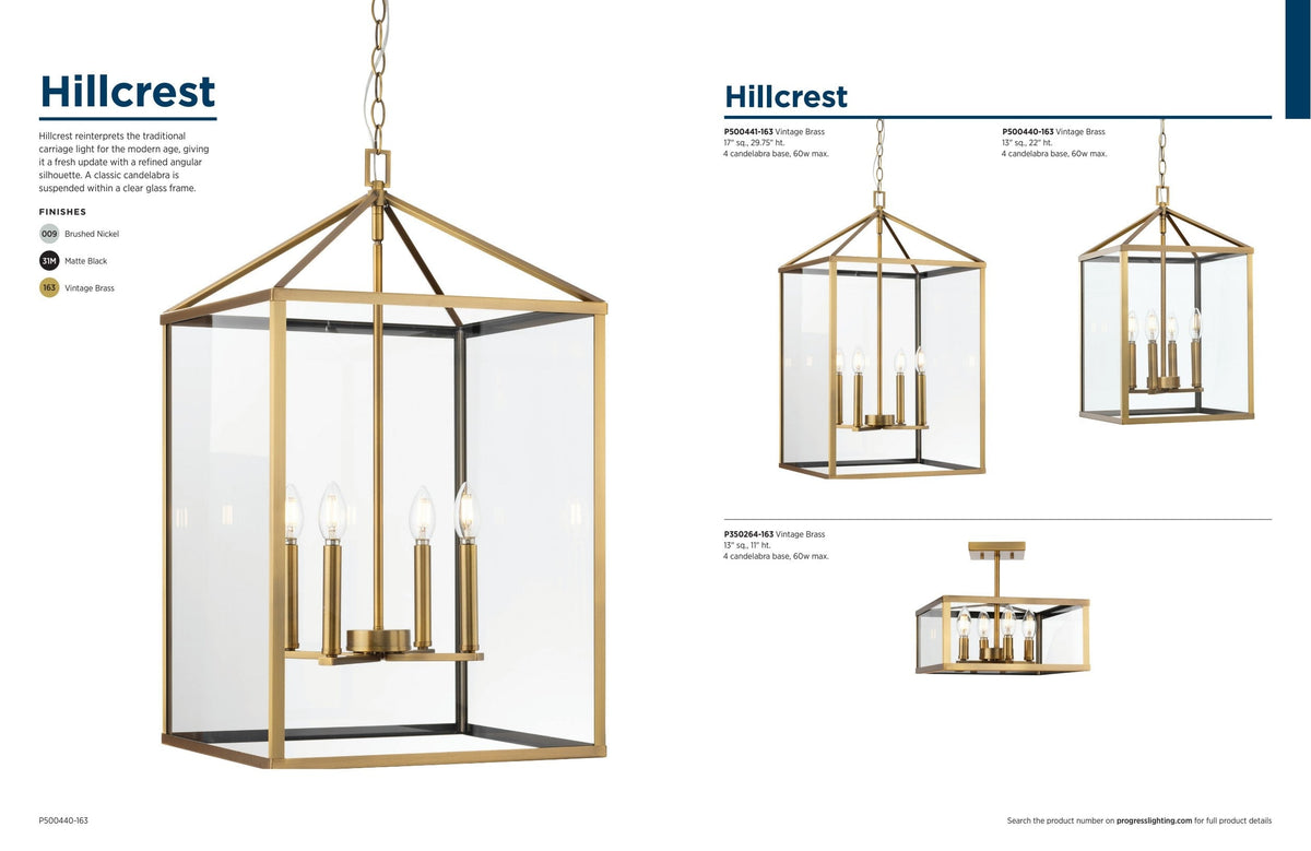 Progress Lighting Hillcrest 4-Light Brushed Nickel Transitional Chandelier