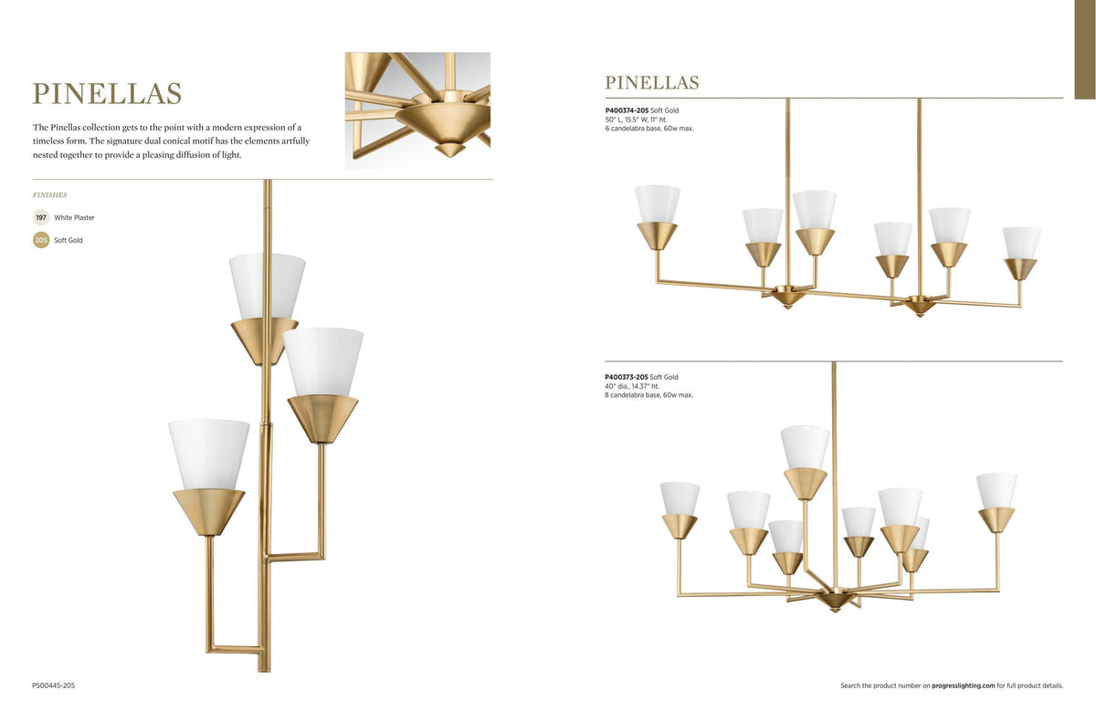 Progress Lighting Pinellas 6-Light White Modern/Contemporary Chandelier