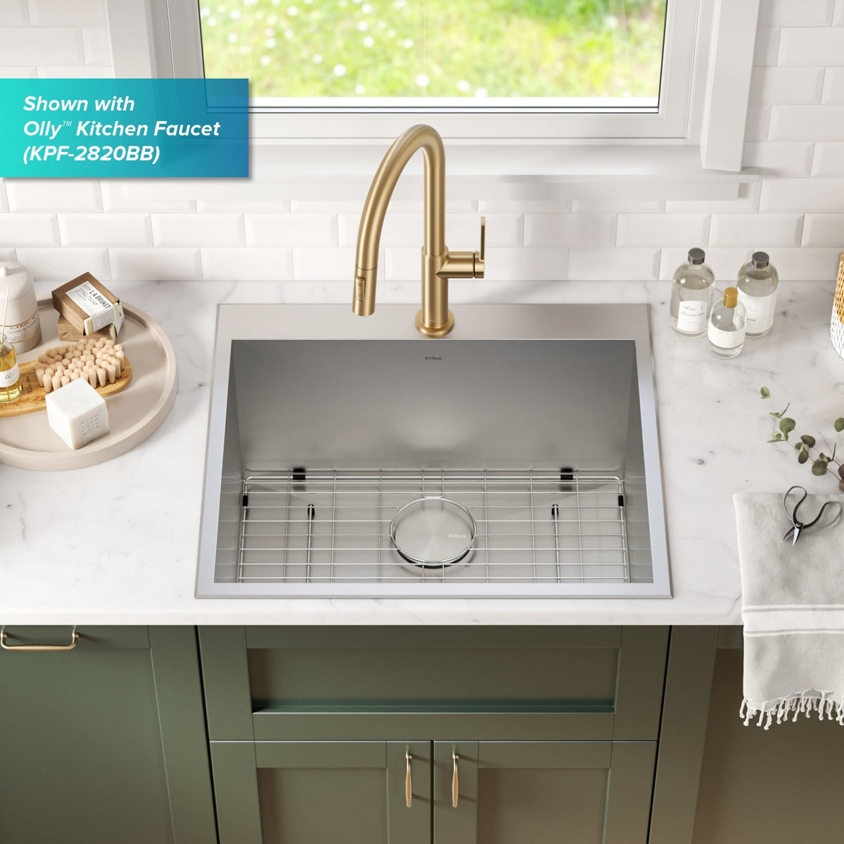 Kraus 22x25 Inch Stainless Steel Drop-In Laundry Sink with Drain