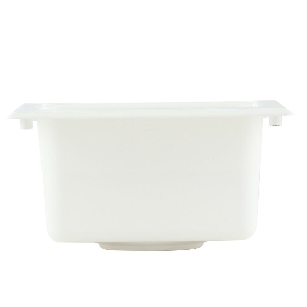 15 in. x 15 in. Fiberglass Self-Rimming Bar Sink in White - Super Arbor