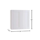 Home Decorators Collection Washington Vesper White Plywood Shaker Assembled Wall Kitchen Cabinet Soft Close 24 in W x 12 in D x 30 in H