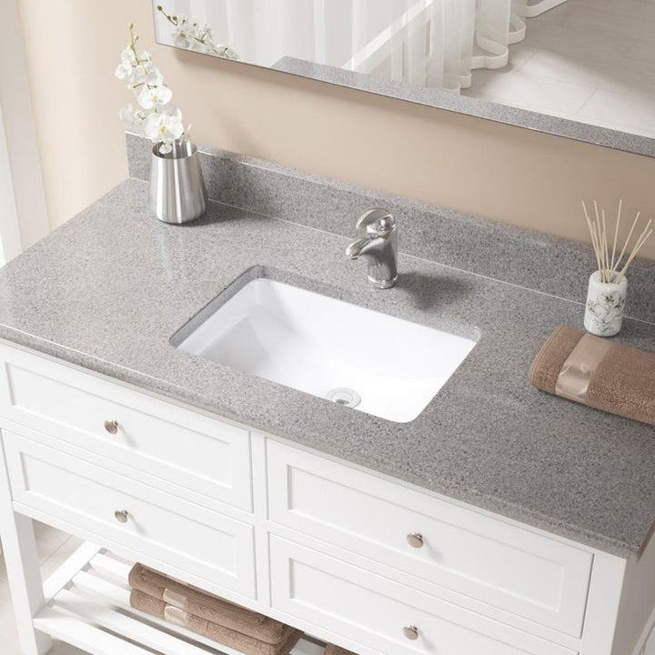 MR Direct Undermount Porcelain Bathroom Sink in White with Pop-Up Drain in Chrome