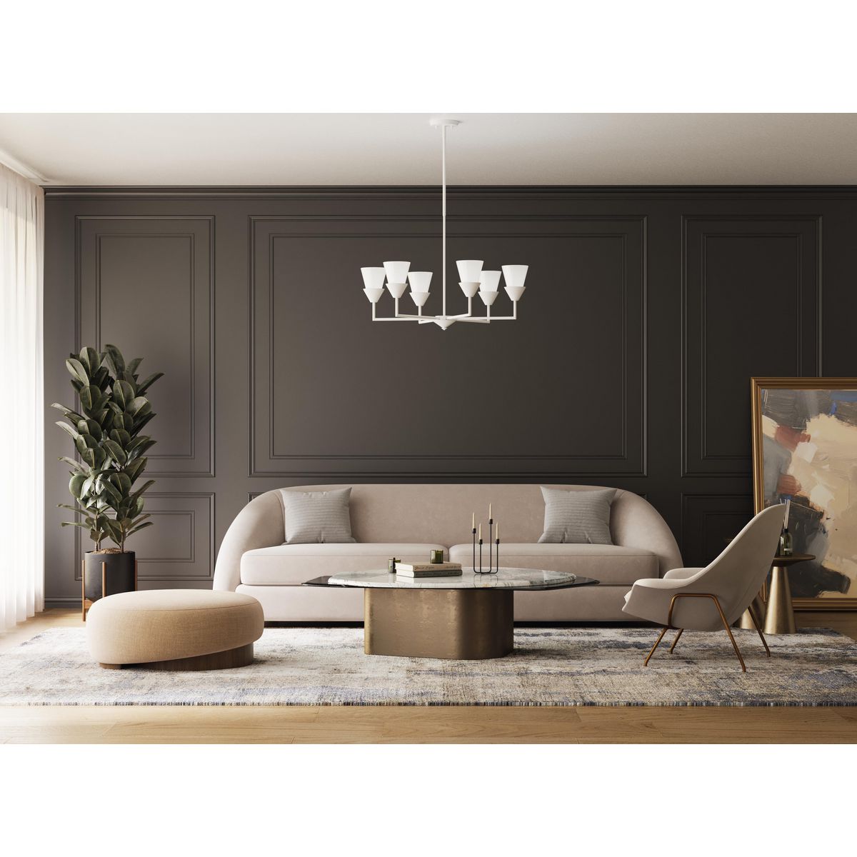 Progress Lighting Pinellas 6-Light White Modern/Contemporary Chandelier