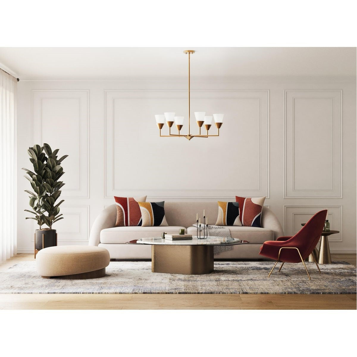 Progress Lighting Pinellas 6-Light Gold Modern/Contemporary Chandelier