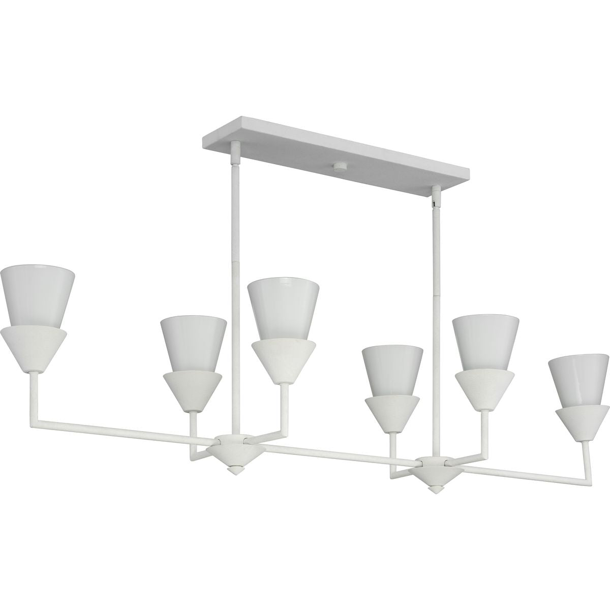 Progress Lighting Pinellas 6-Light White Plaster Modern/Contemporary Opal Glass Linear Large Hanging Kitchen Island Light