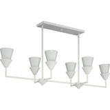Progress Lighting Pinellas 6-Light White Plaster Modern/Contemporary Opal Glass Linear Large Hanging Kitchen Island Light
